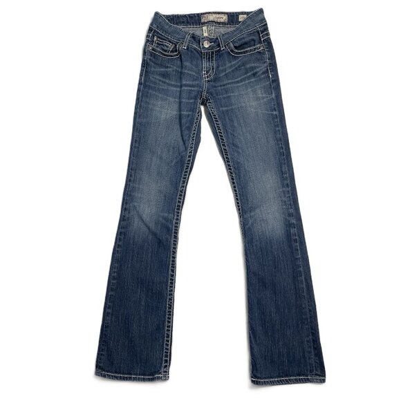 Bke Buckle Jeans Women's 27L 27X33.5 tag* Culture Boot Cut Blue Stretch Low Rise - Picture 1 of 12